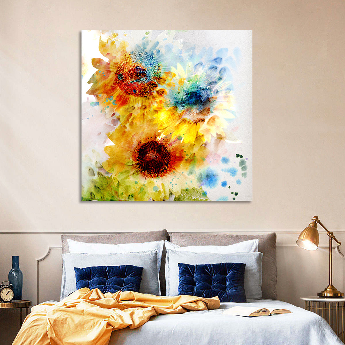 Watercolor Sunflower Wall Art