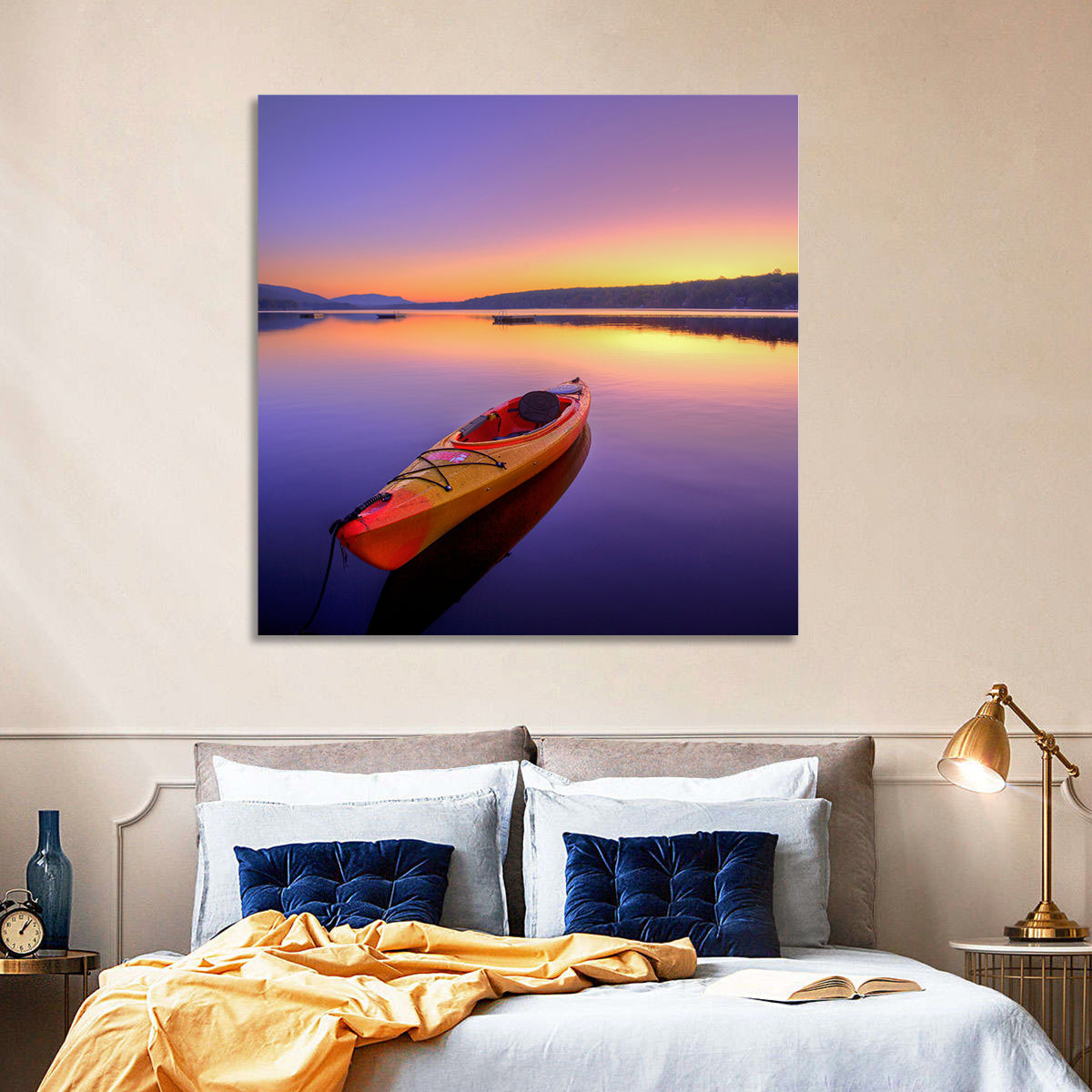 Boat in Lake Wall Art