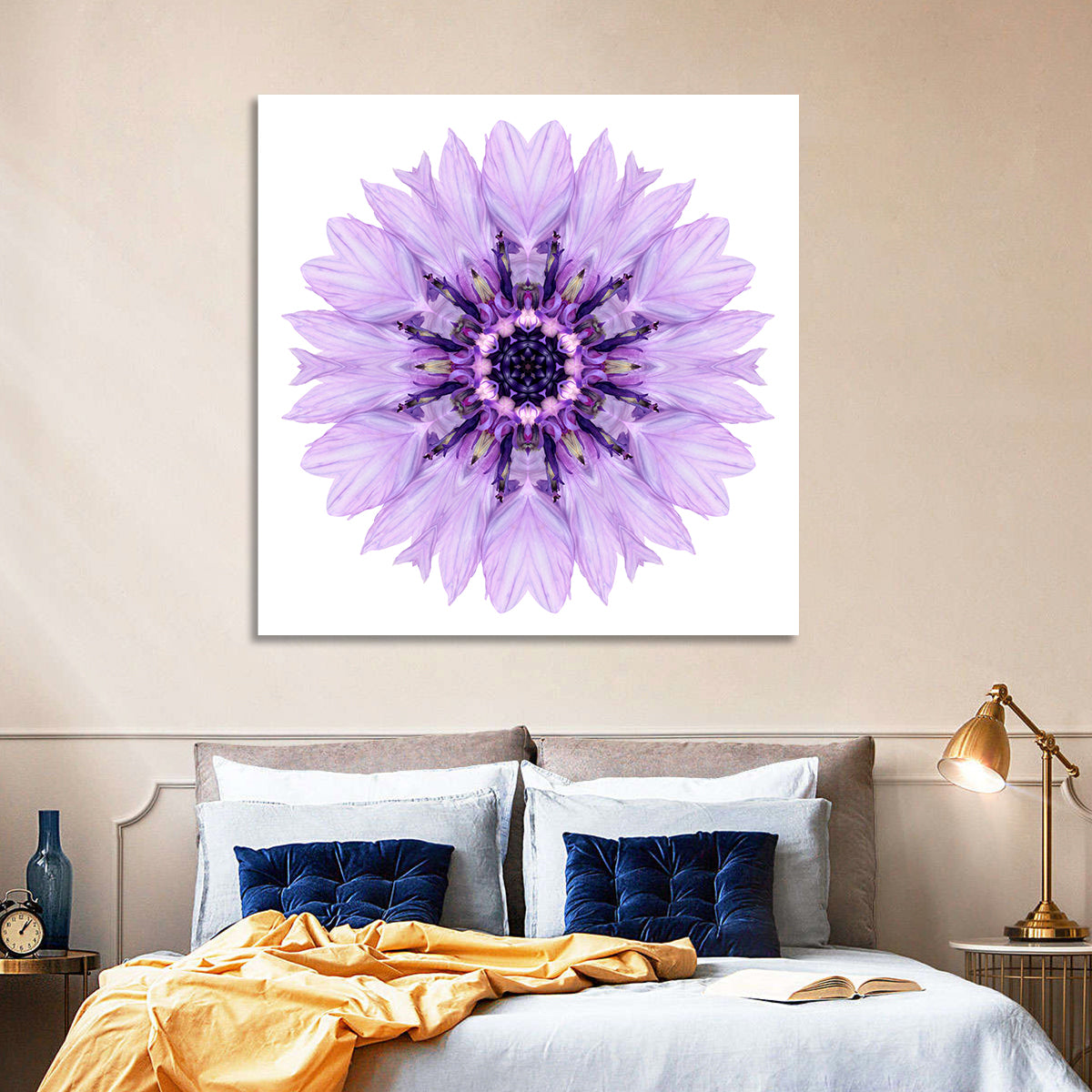 Purple Cornflower Mandala Wall Art