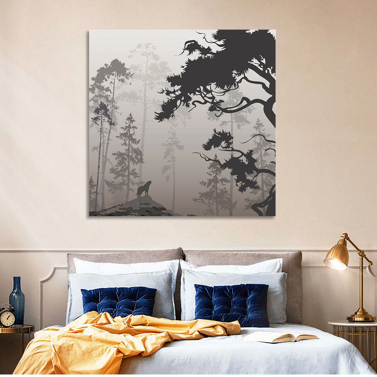 Forest & Howling Wolf Wall Art