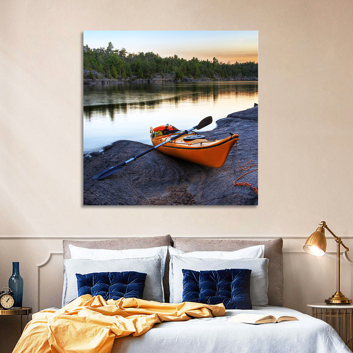 Kayak On River Bank Wall Art