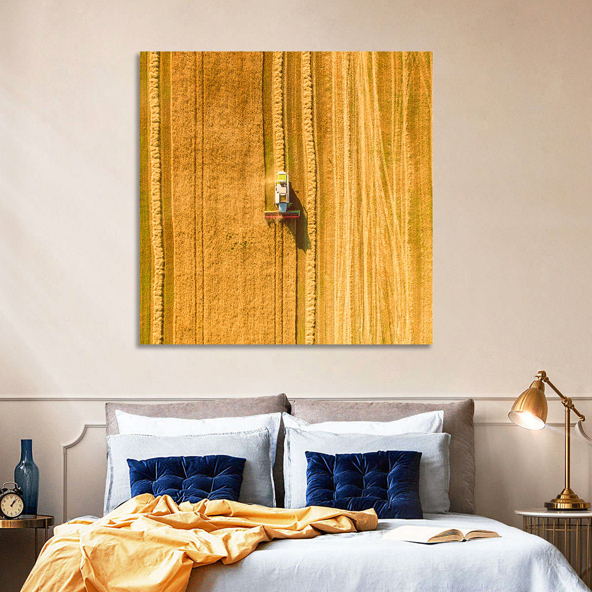 Wheat Field Harvesting Wall Art
