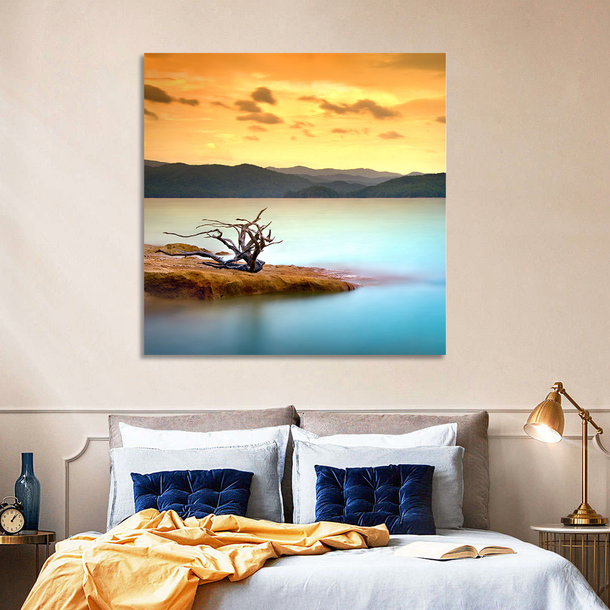 Turquoise Lake Sunset Wall Art