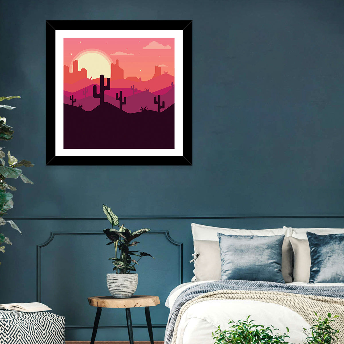 Desert Sunset Illustration Wall Art