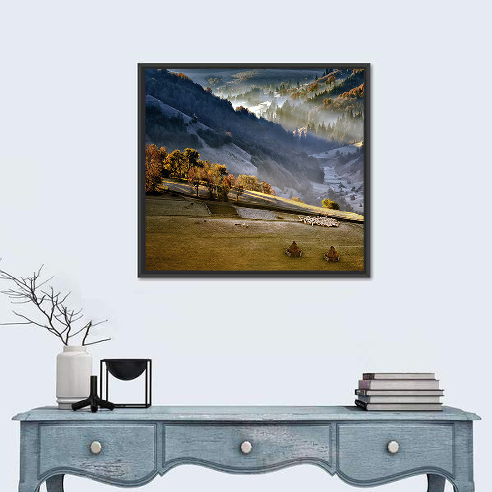Mountains Village Landscape Wall Art
