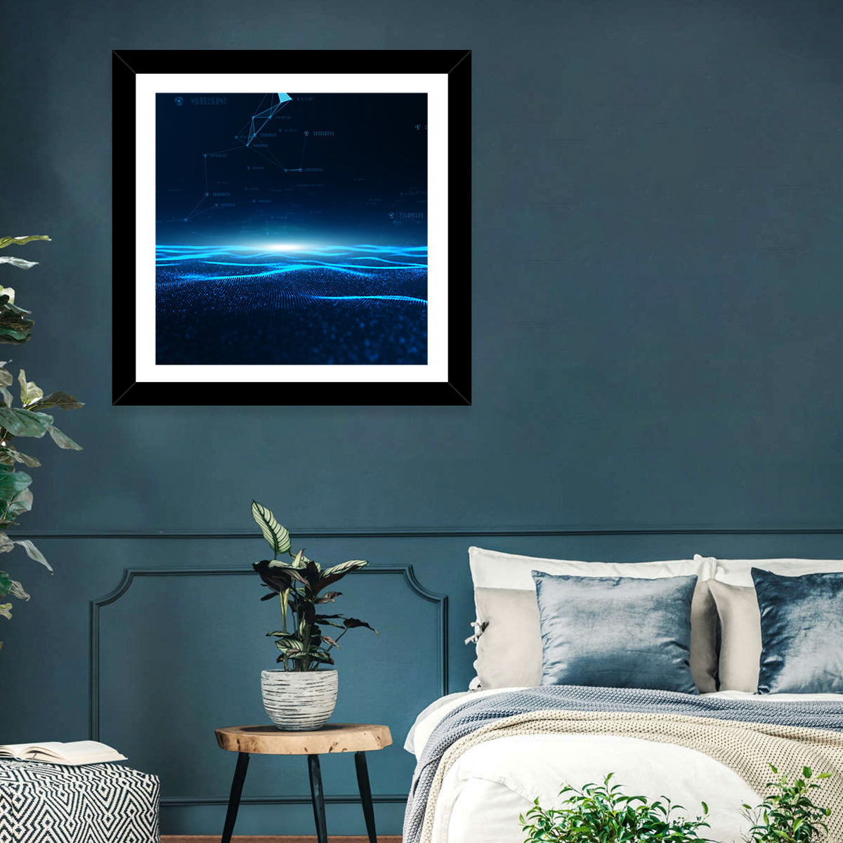 Digital Data Waves Wall Art