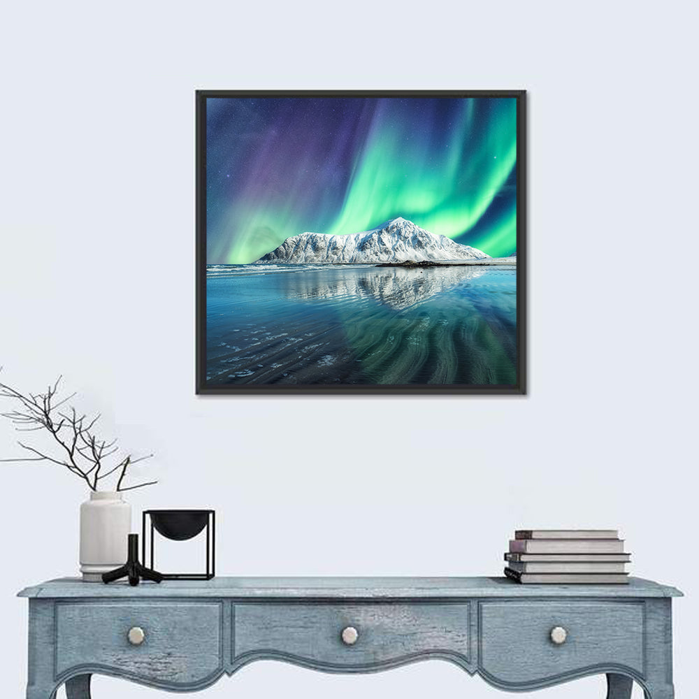 Aurora Borealis Skagsanden Beach Wall Art