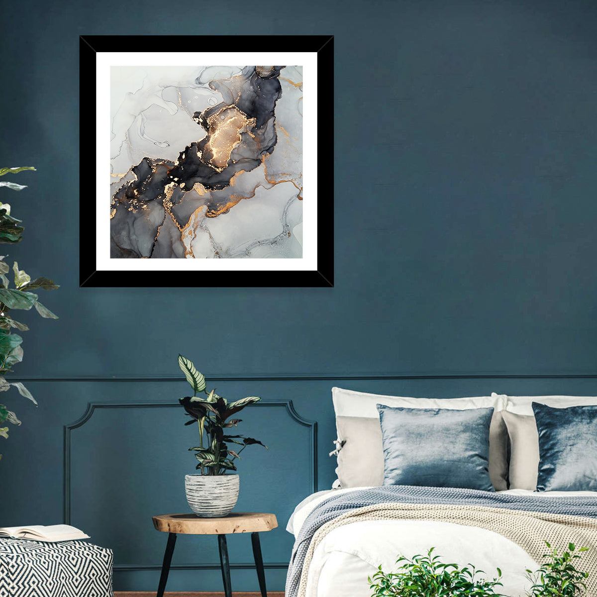 Fire In Black Abstract Wall Art