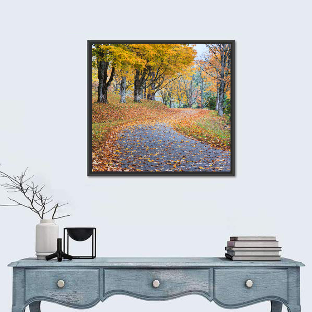 Autumn Leaves on Road Wall Art
