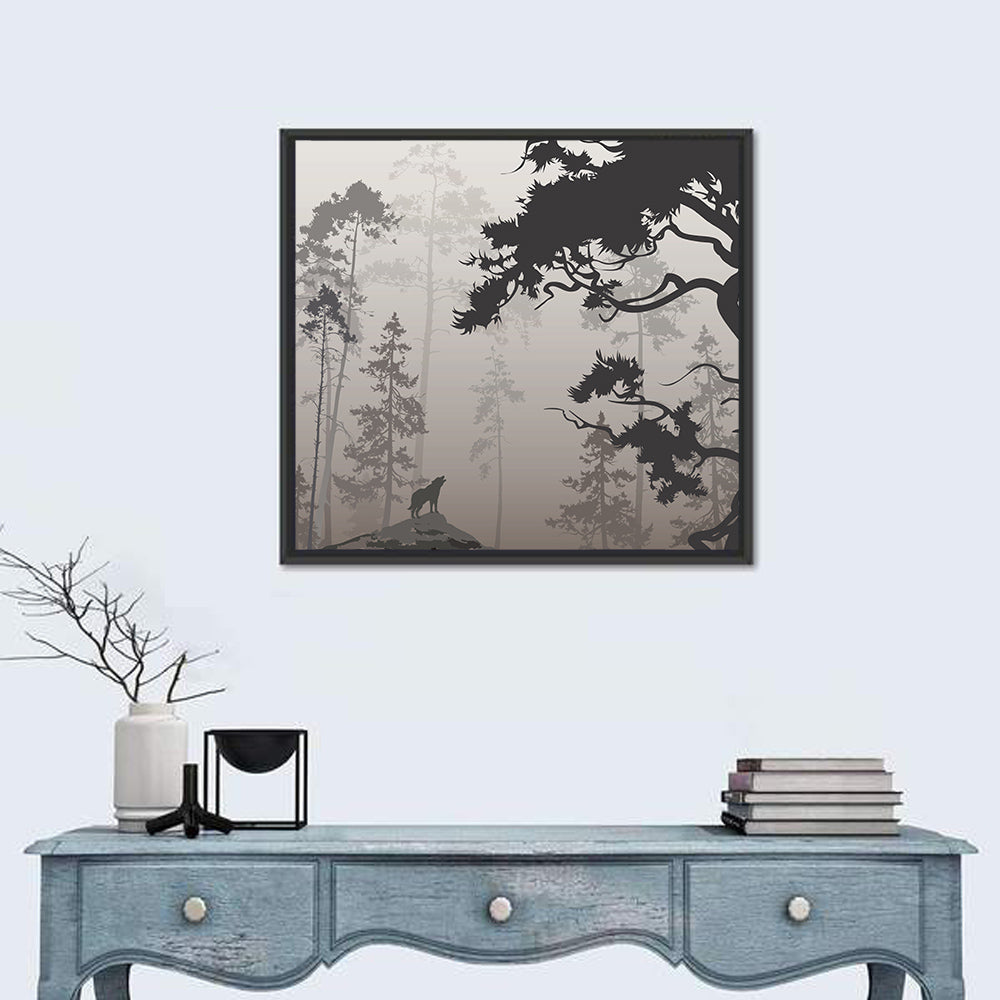 Forest & Howling Wolf Wall Art