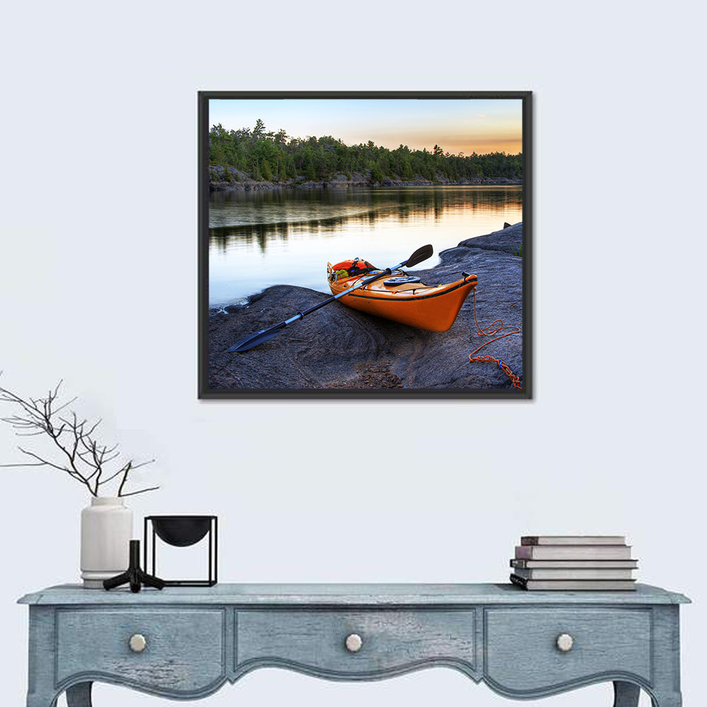 Kayak On River Bank Wall Art