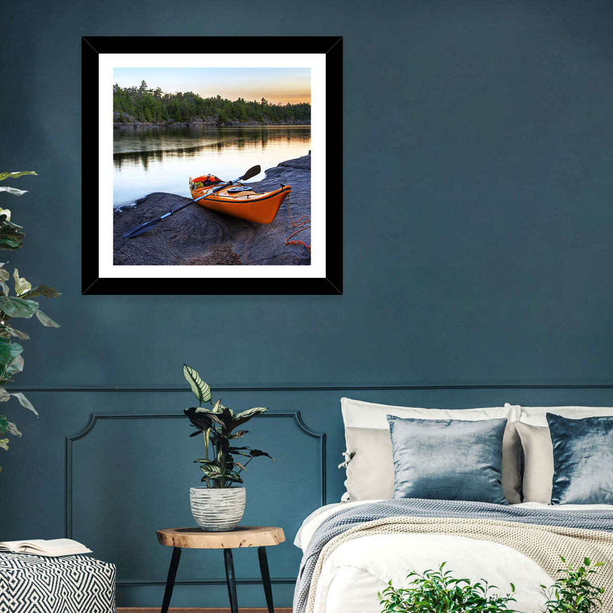 Kayak On River Bank Wall Art