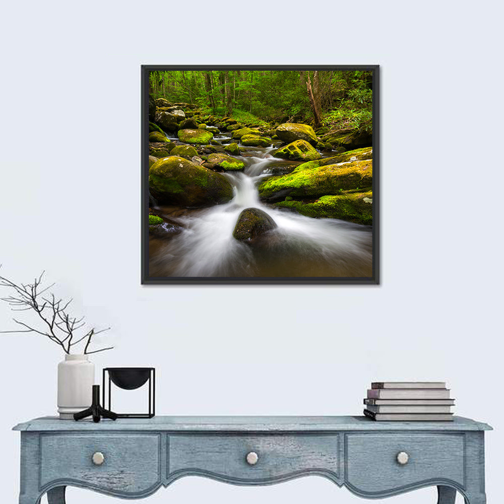 Green Forest Stream Wall Art
