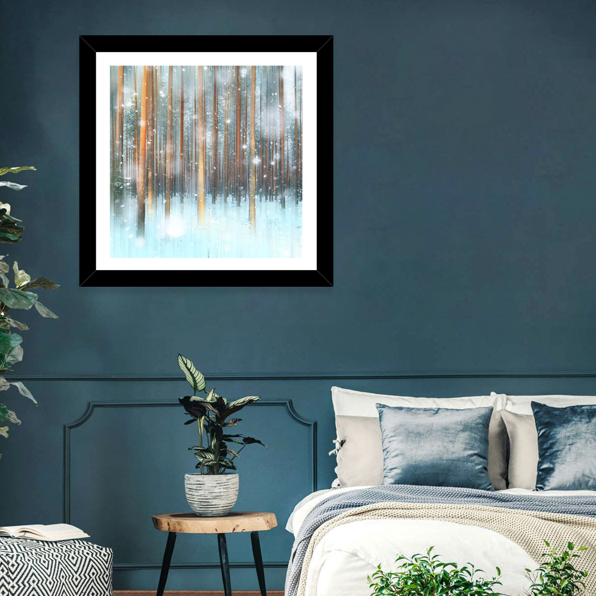 Snowy Abstract Forest Wall Art
