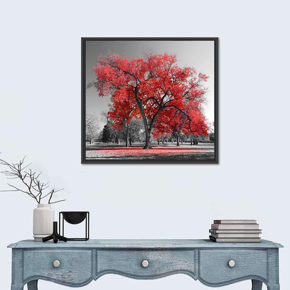 Red Winter Tree Wall Art