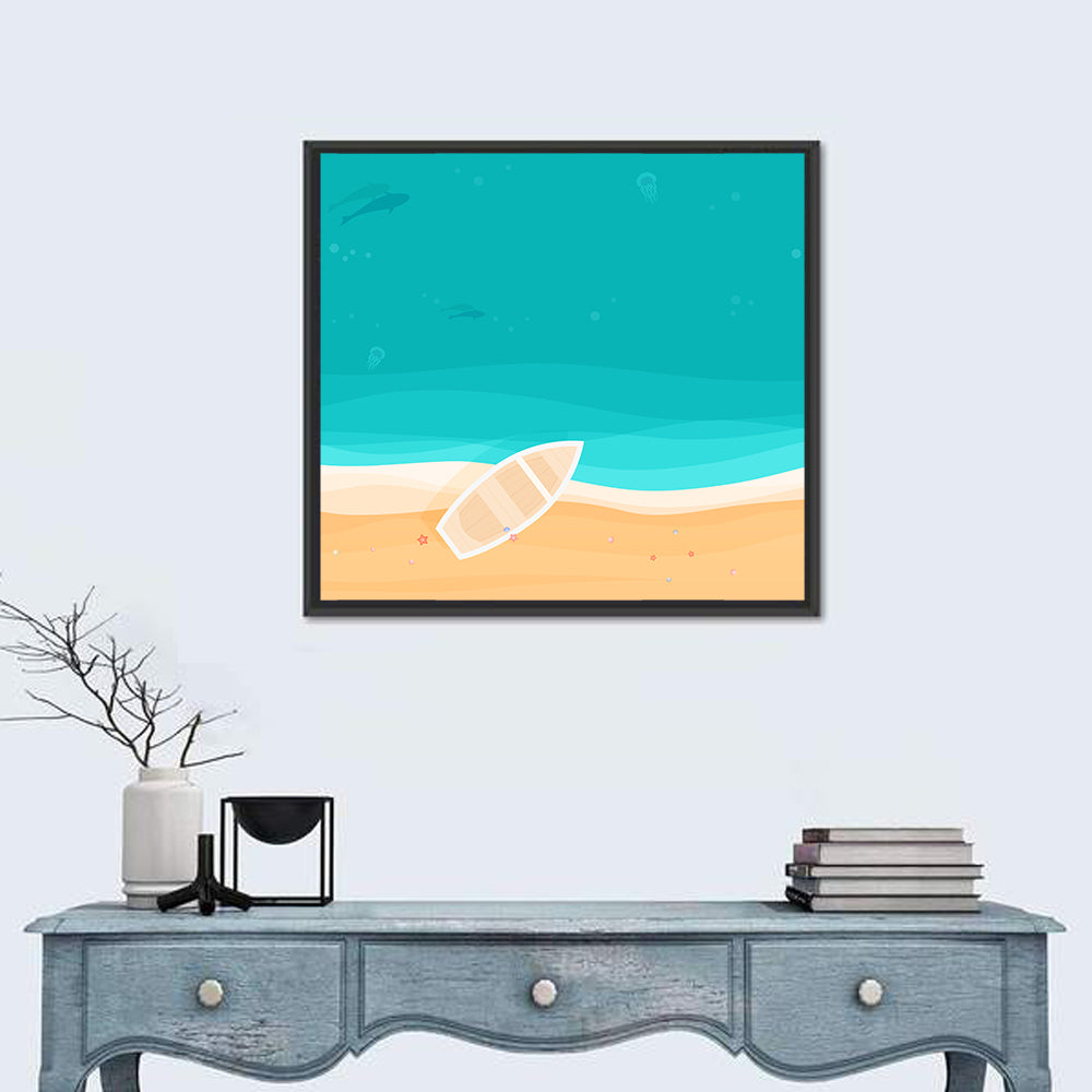 Sandy Beach Illustration Wall Art