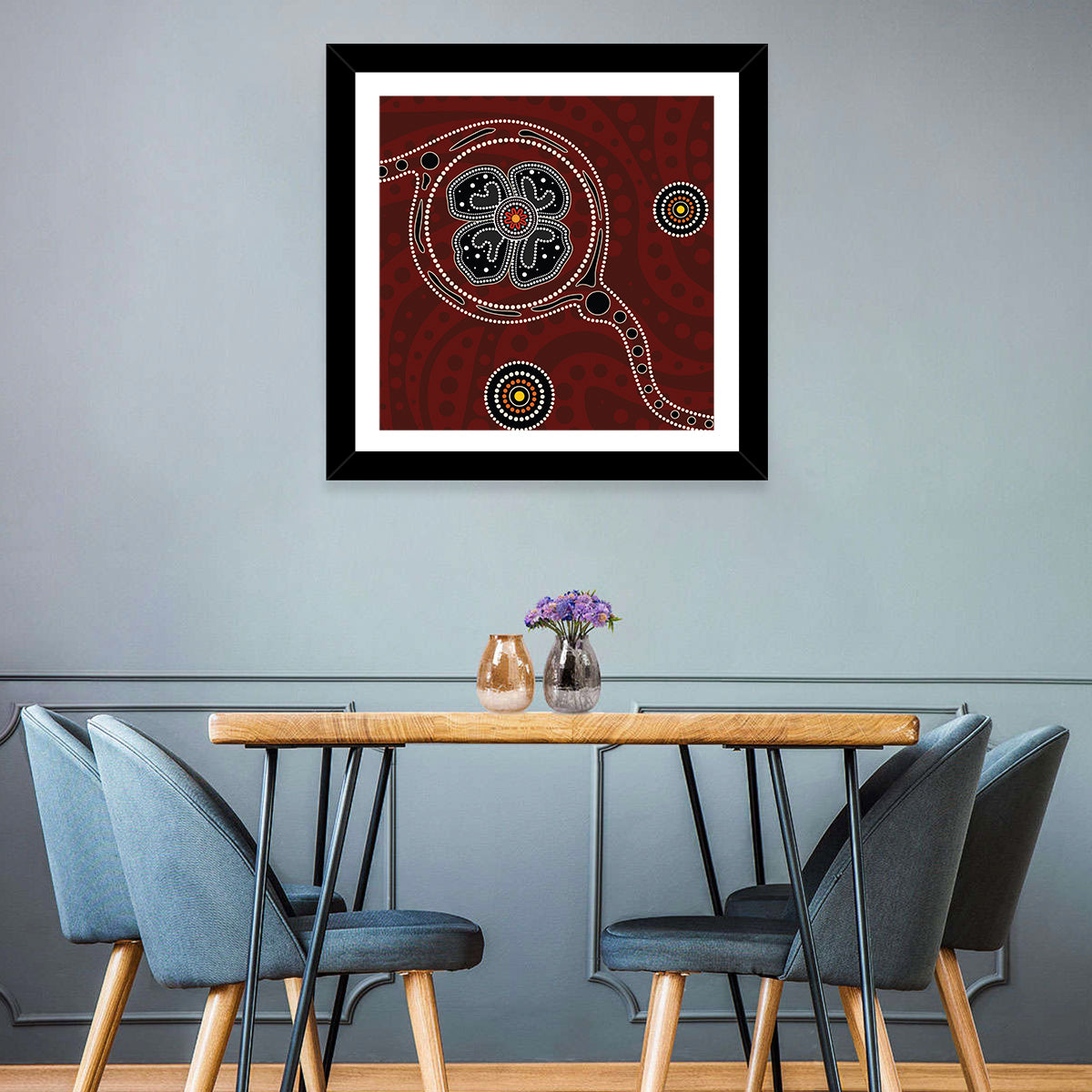 Aboriginal Dotted Poppy Floral Wall Art