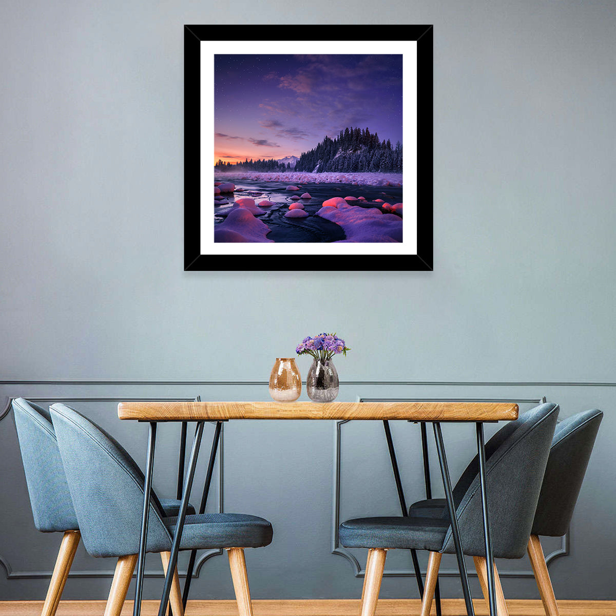 Snowy Trees Winter Night Wall Art