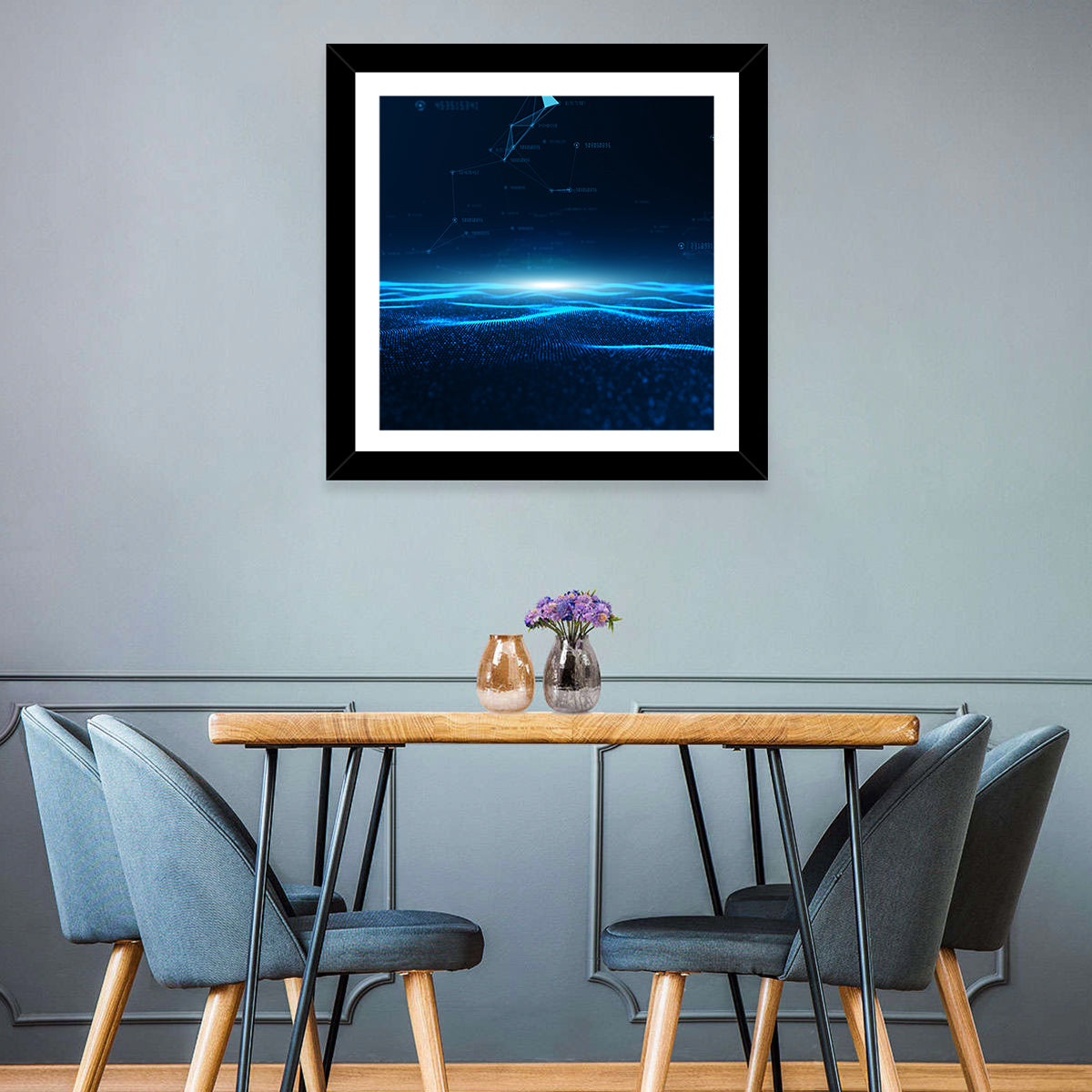 Digital Data Waves Wall Art