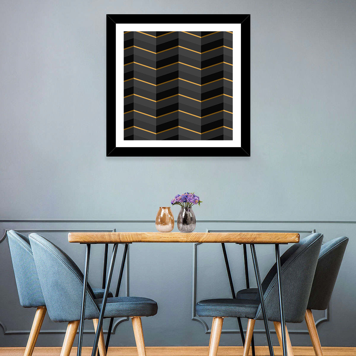 Black Stripes Golden Accent Wall Art