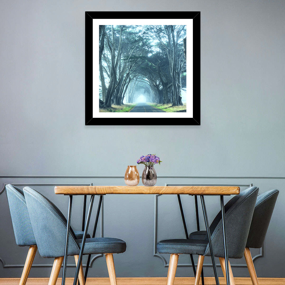 Foggy Trees Alley Wall Art