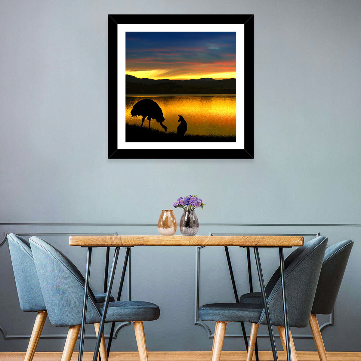 Kangaroo at Lake Sunset Wall Art