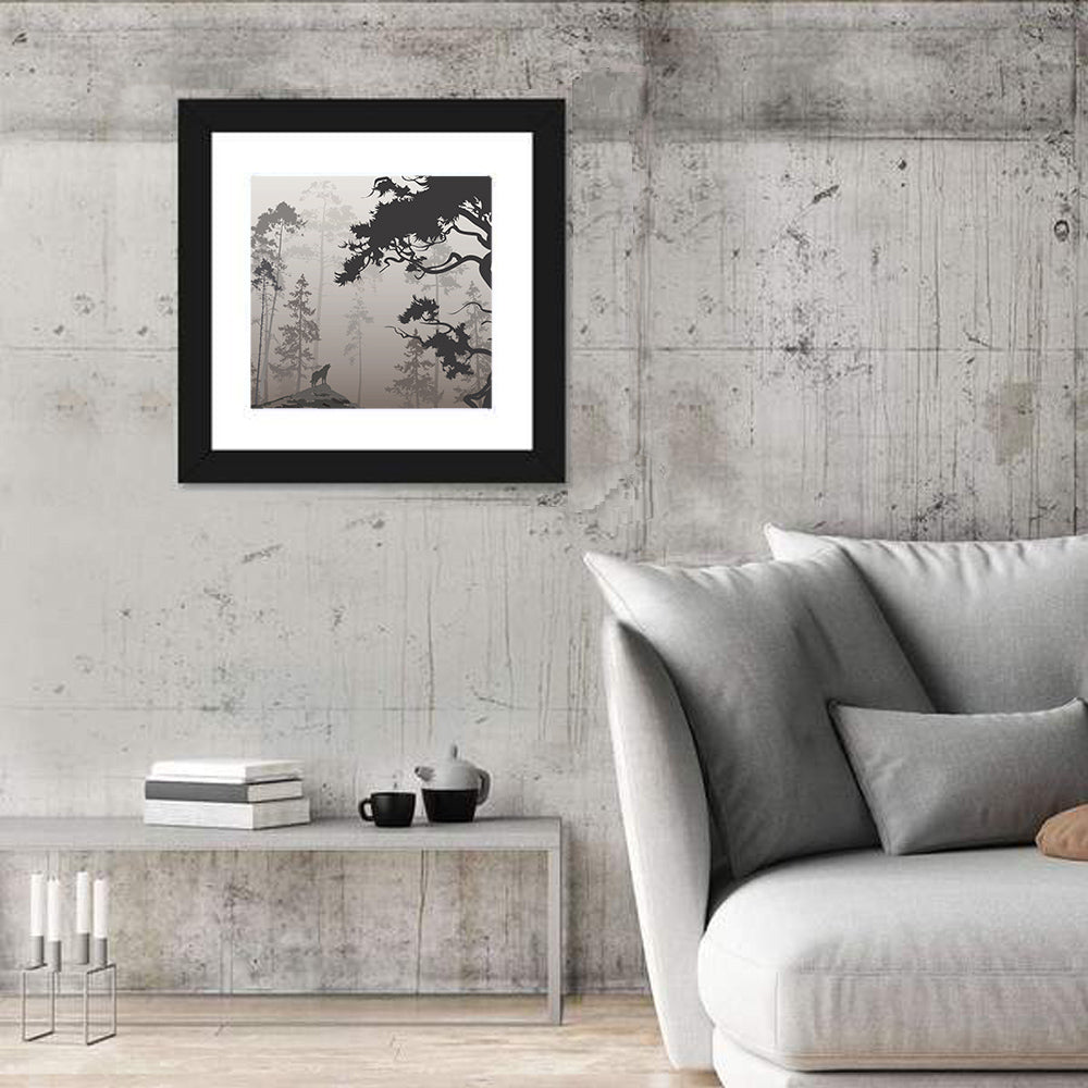 Forest & Howling Wolf Wall Art