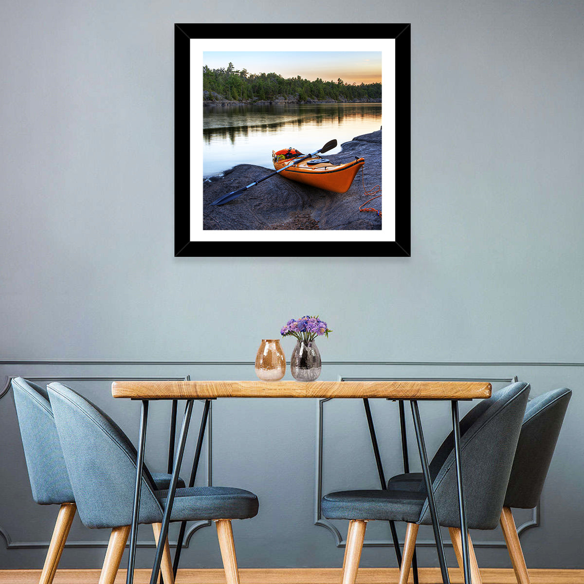 Kayak On River Bank Wall Art