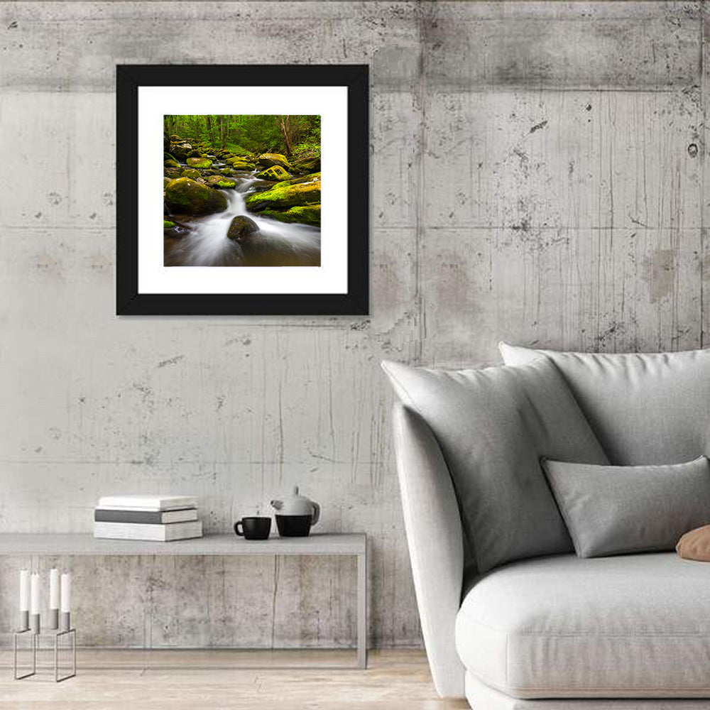 Green Forest Stream Wall Art