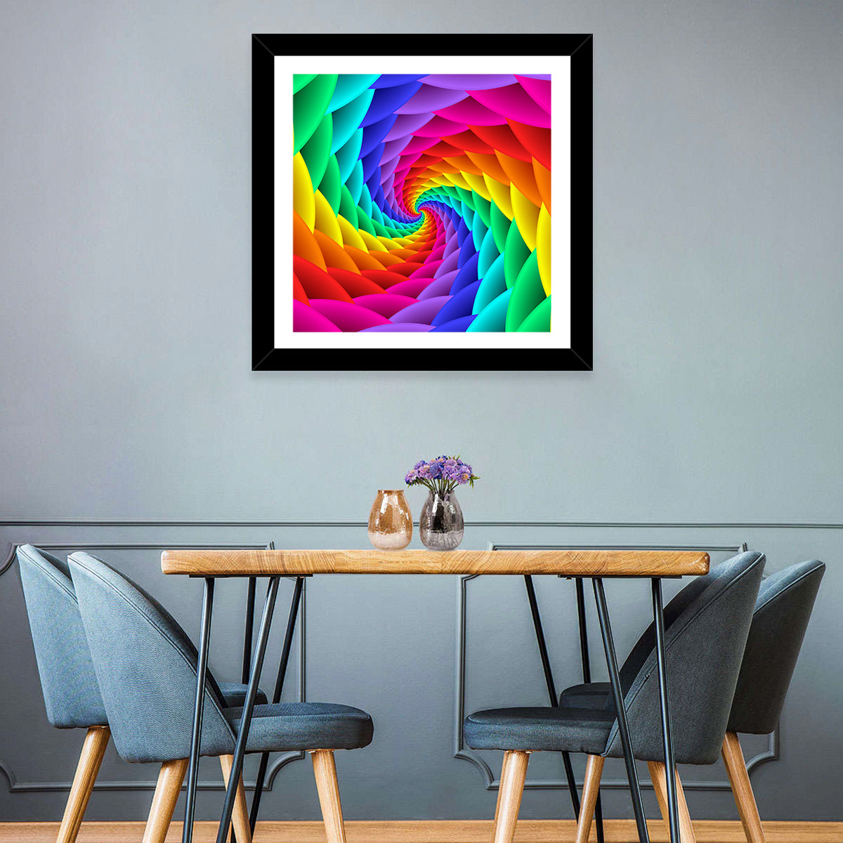 Spiral Rainbow Tunnel Wall Art