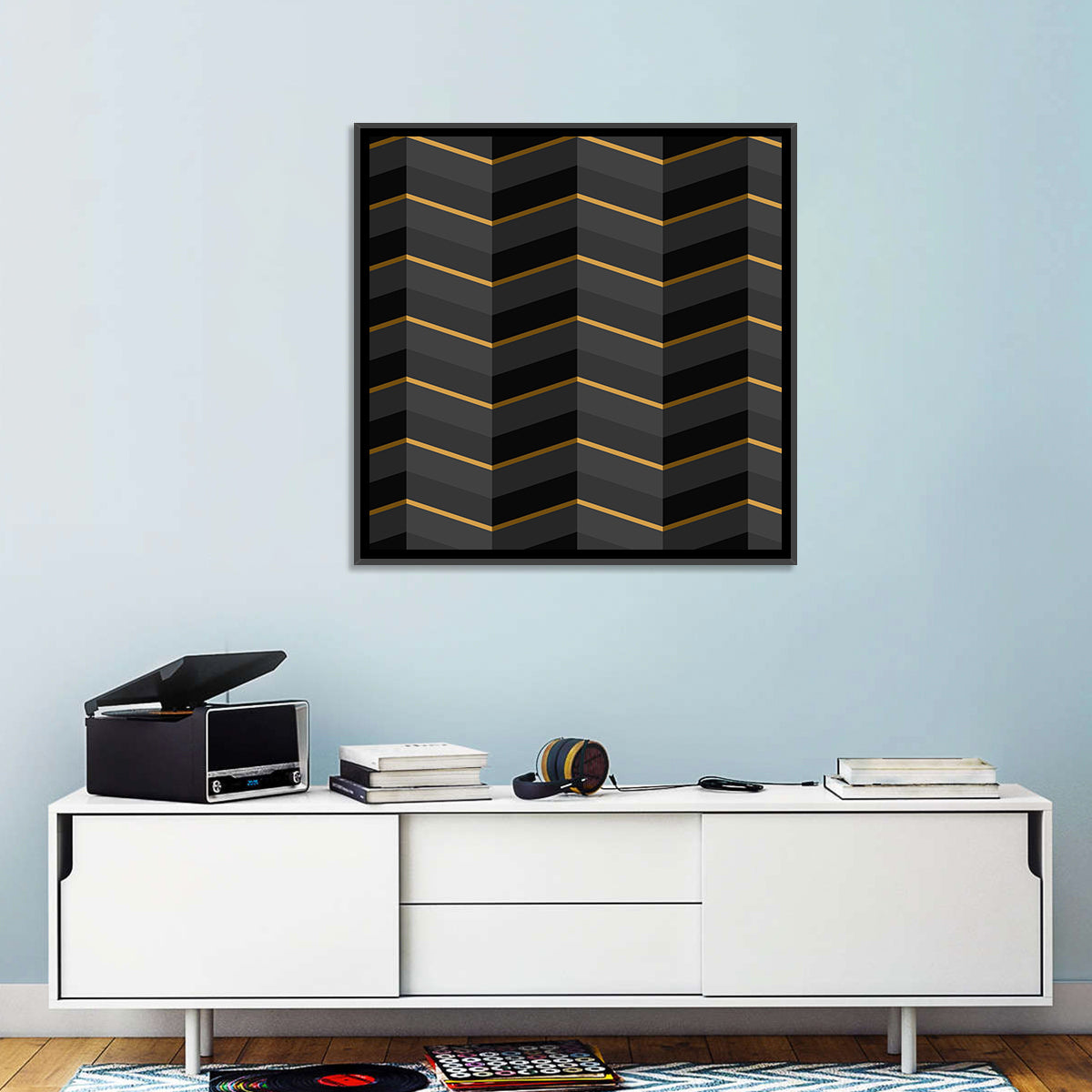 Black Stripes Golden Accent Wall Art