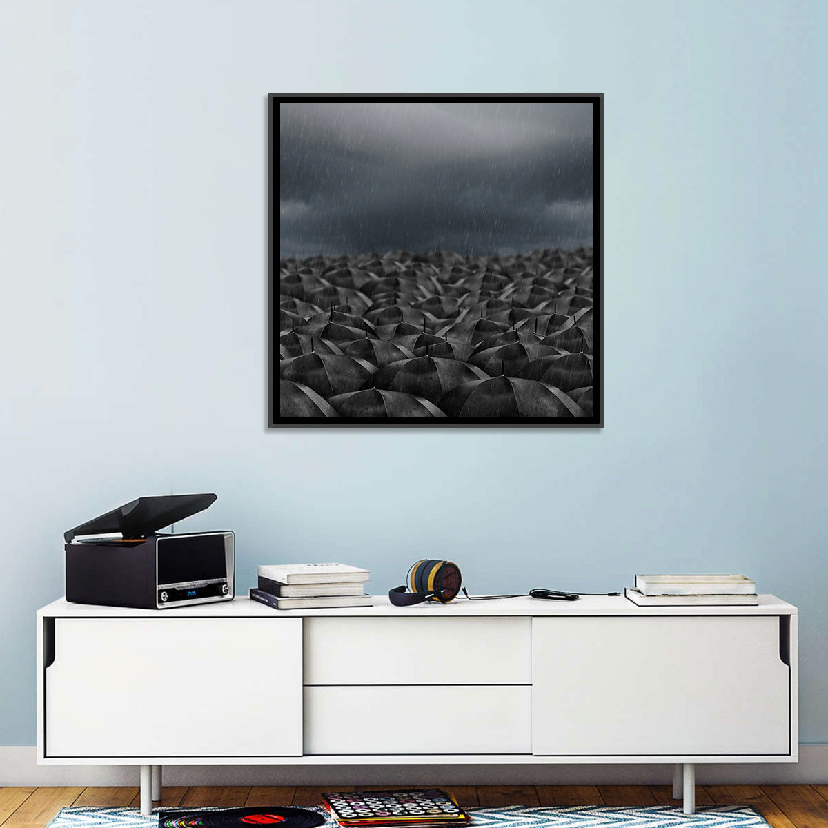 Rain Umbrellas Abstract Wall Art