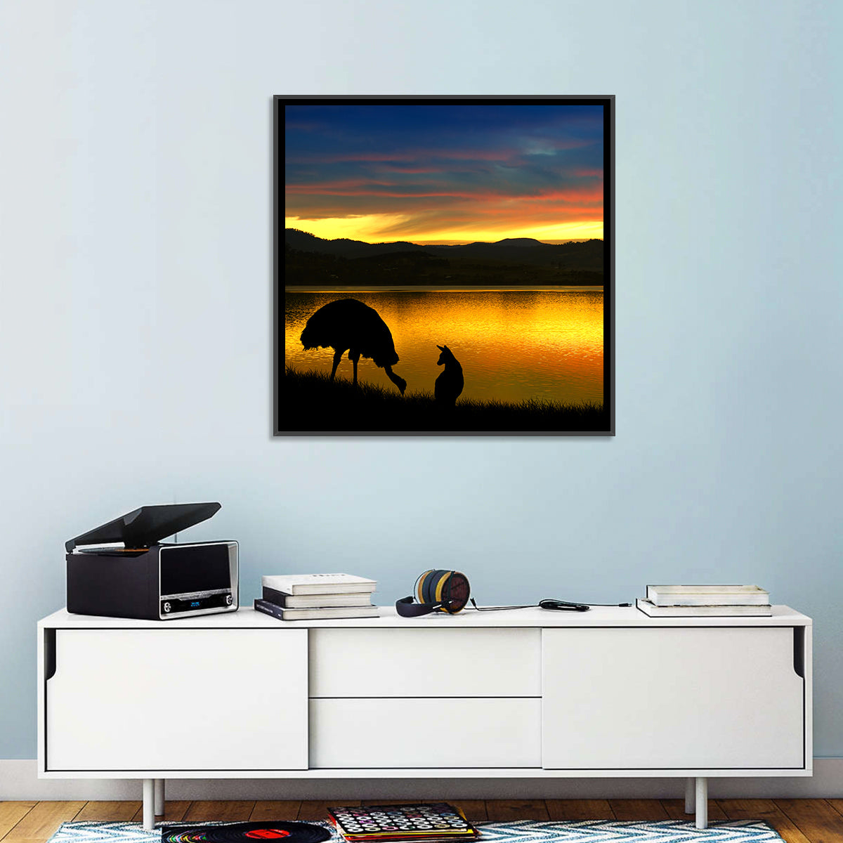 Kangaroo at Lake Sunset Wall Art