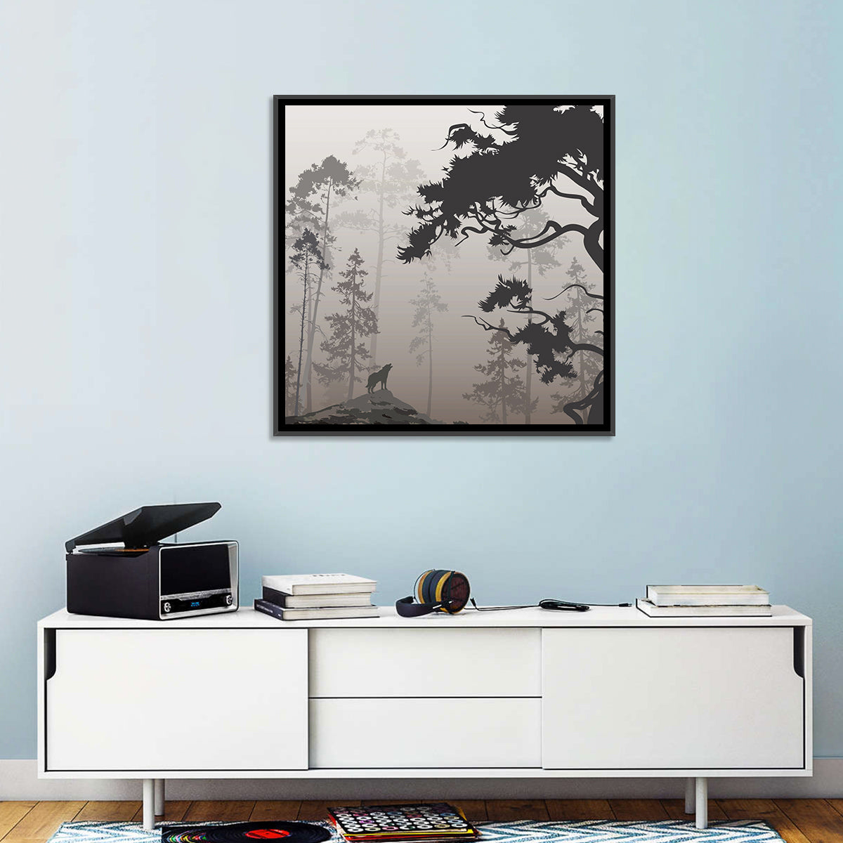 Forest & Howling Wolf Wall Art