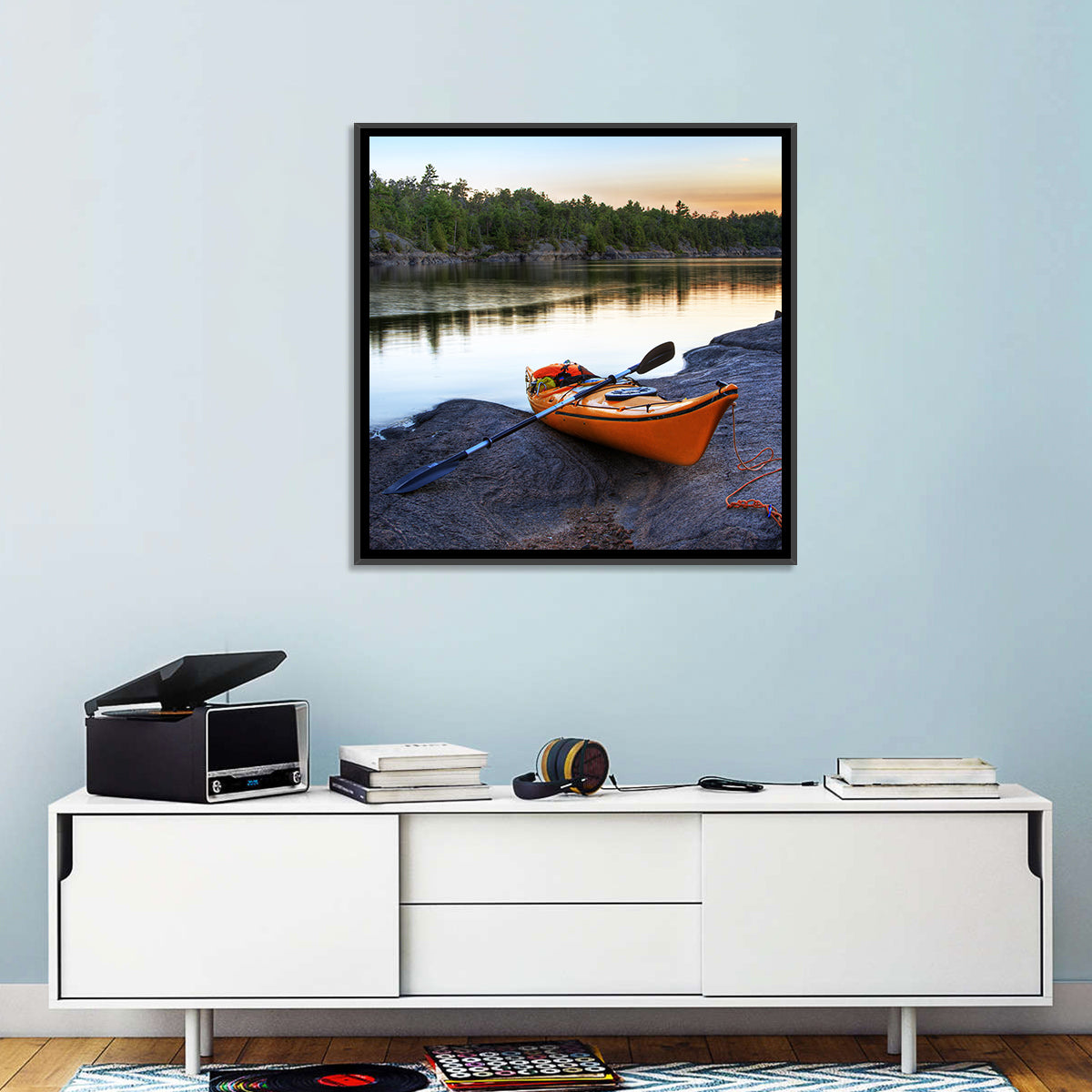 Kayak On River Bank Wall Art