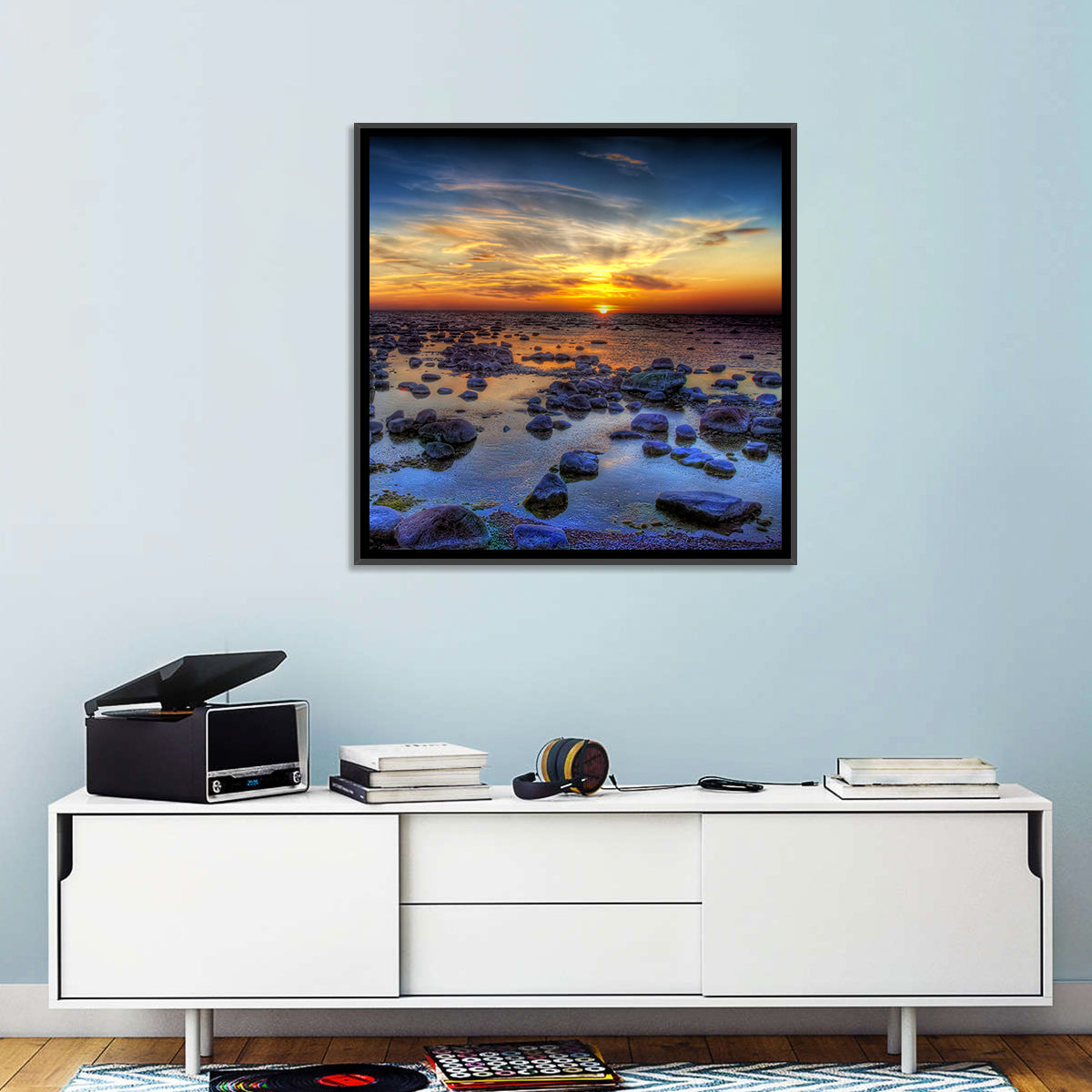 Sea Stones Sunset Wall Art