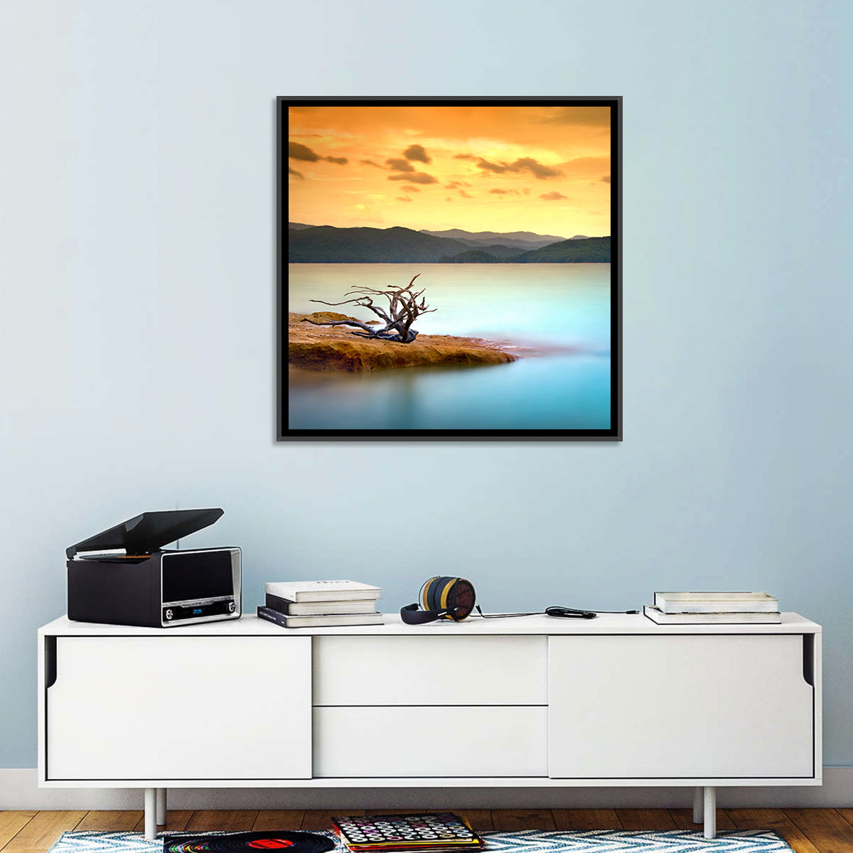 Turquoise Lake Sunset Wall Art