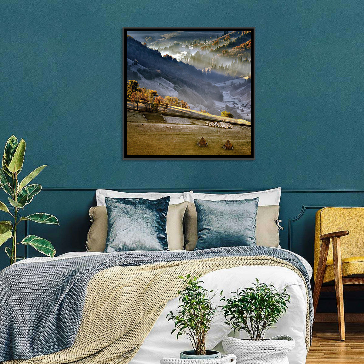 Mountains Village Landscape Wall Art