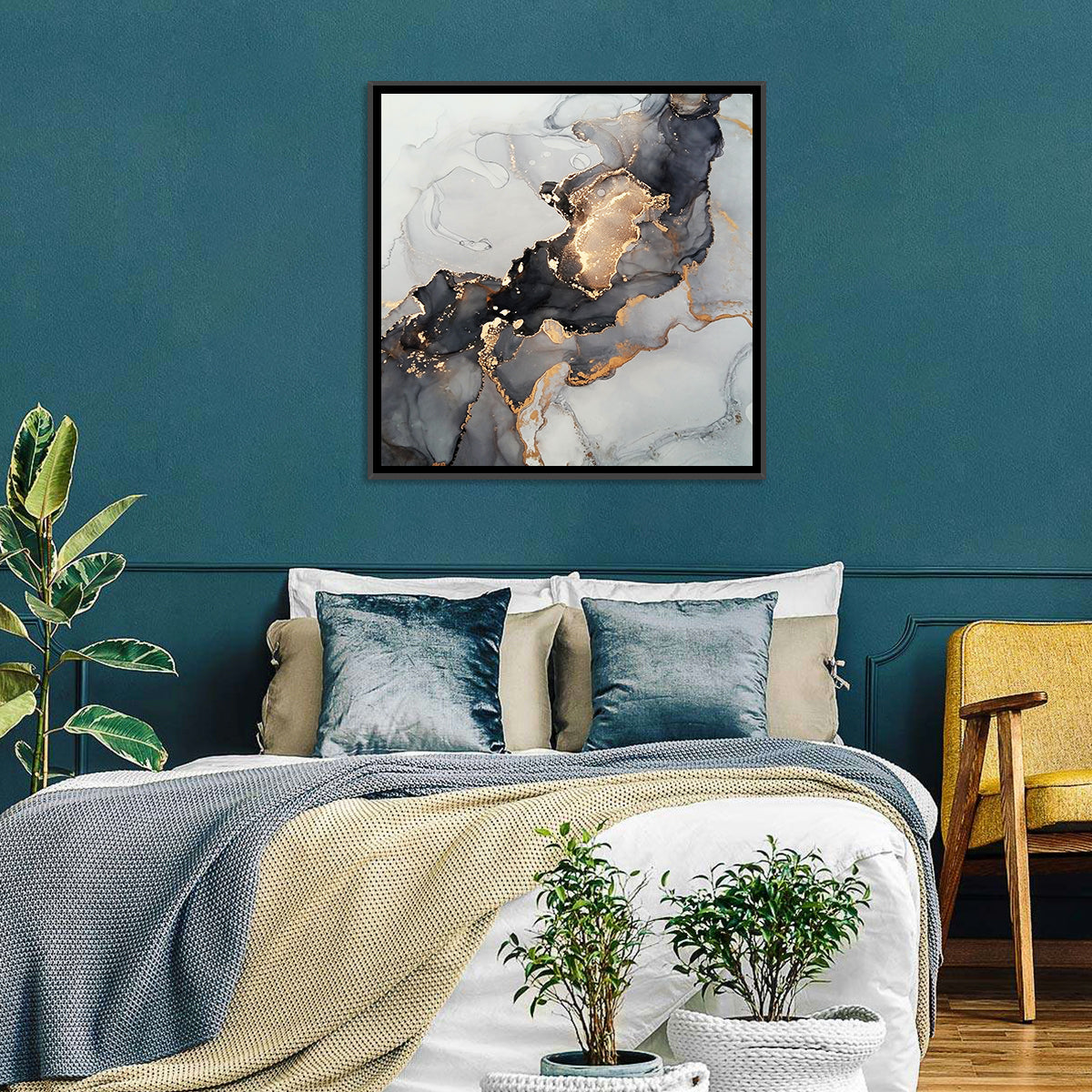 Fire In Black Abstract Wall Art