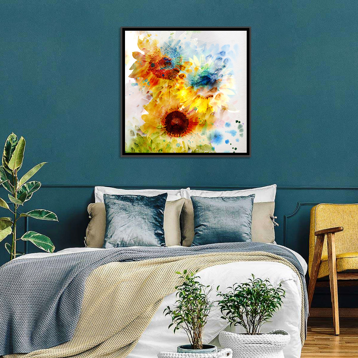 Watercolor Sunflower Wall Art