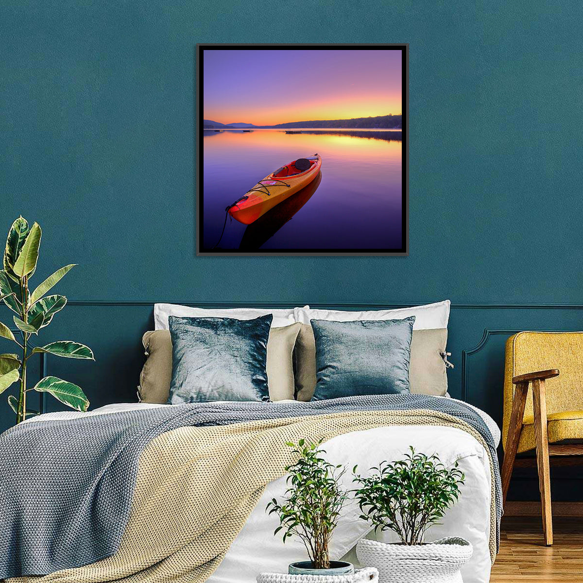 Boat in Lake Wall Art