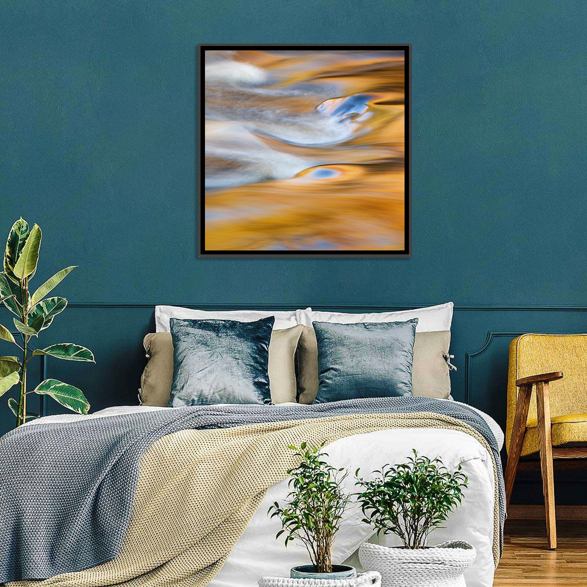 Golden Water Abstract Wall Art