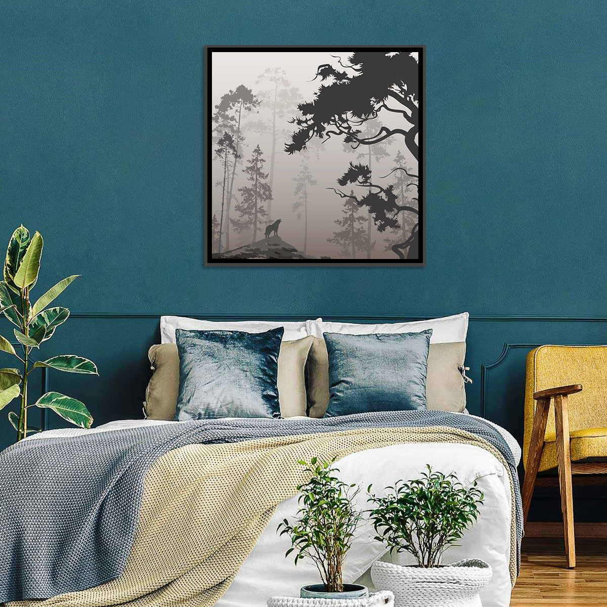 Forest & Howling Wolf Wall Art