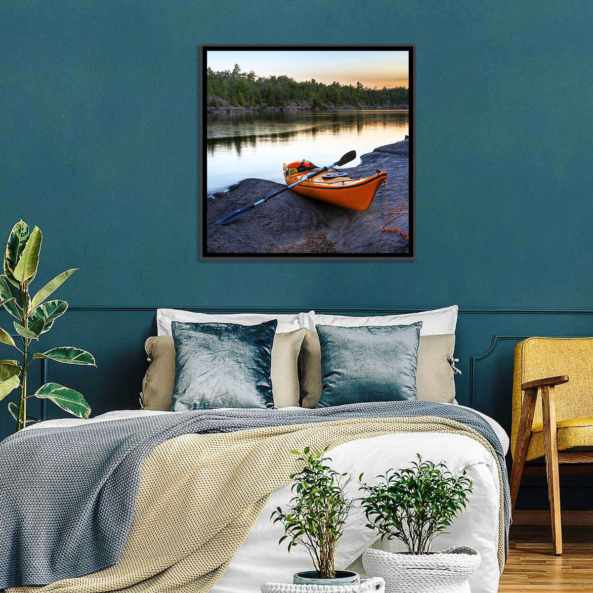 Kayak On River Bank Wall Art
