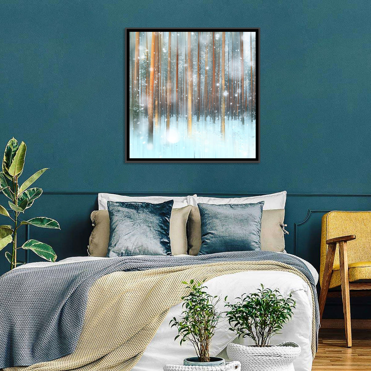 Snowy Abstract Forest Wall Art