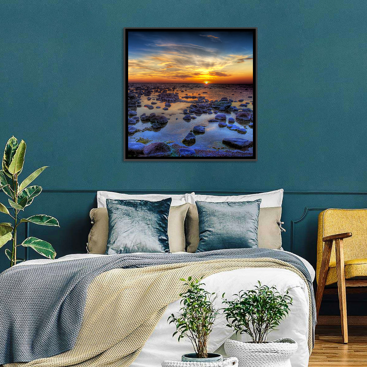 Sea Stones Sunset Wall Art