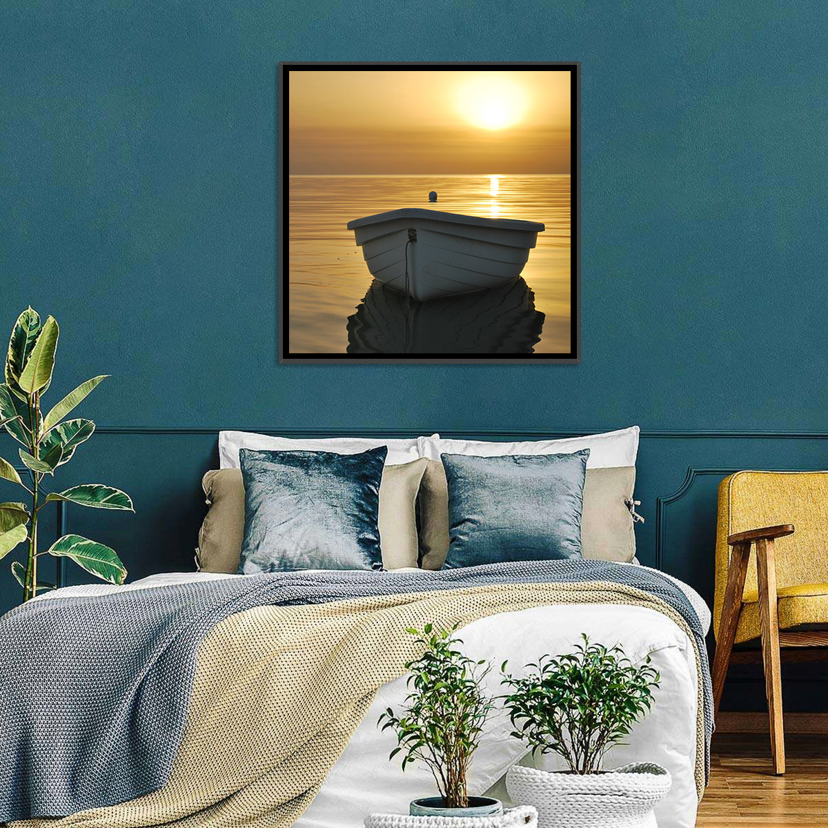 Boat In Sea Wall Art