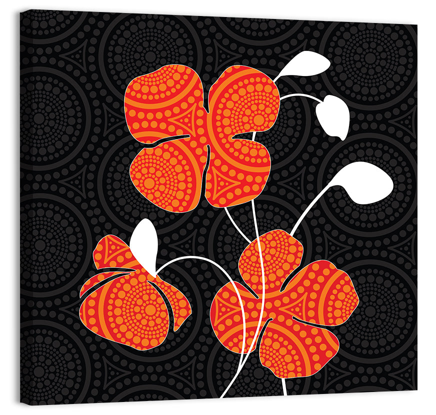Black and Orange Poppy Illustration Wall Art, canvas print, square