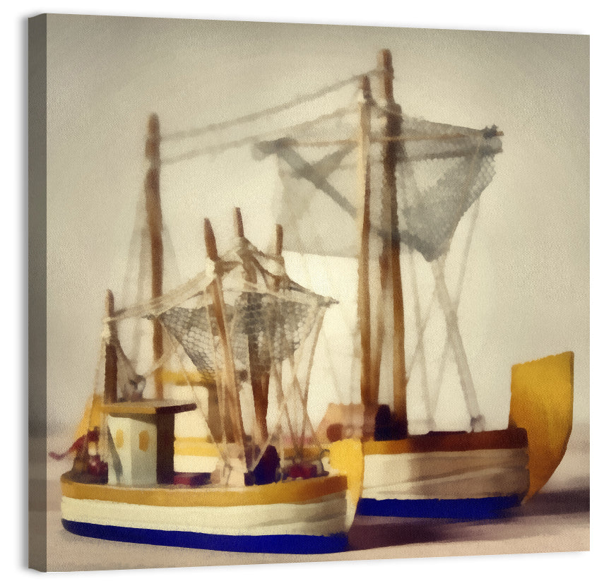 Two Watercolor Boats Wall Art, canvas print, square