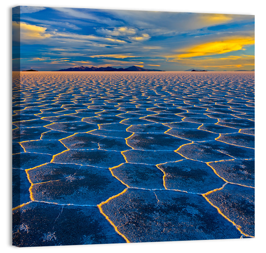Salar De Uyuni Salt Flats at Sunset Wall Art, canvas print, square